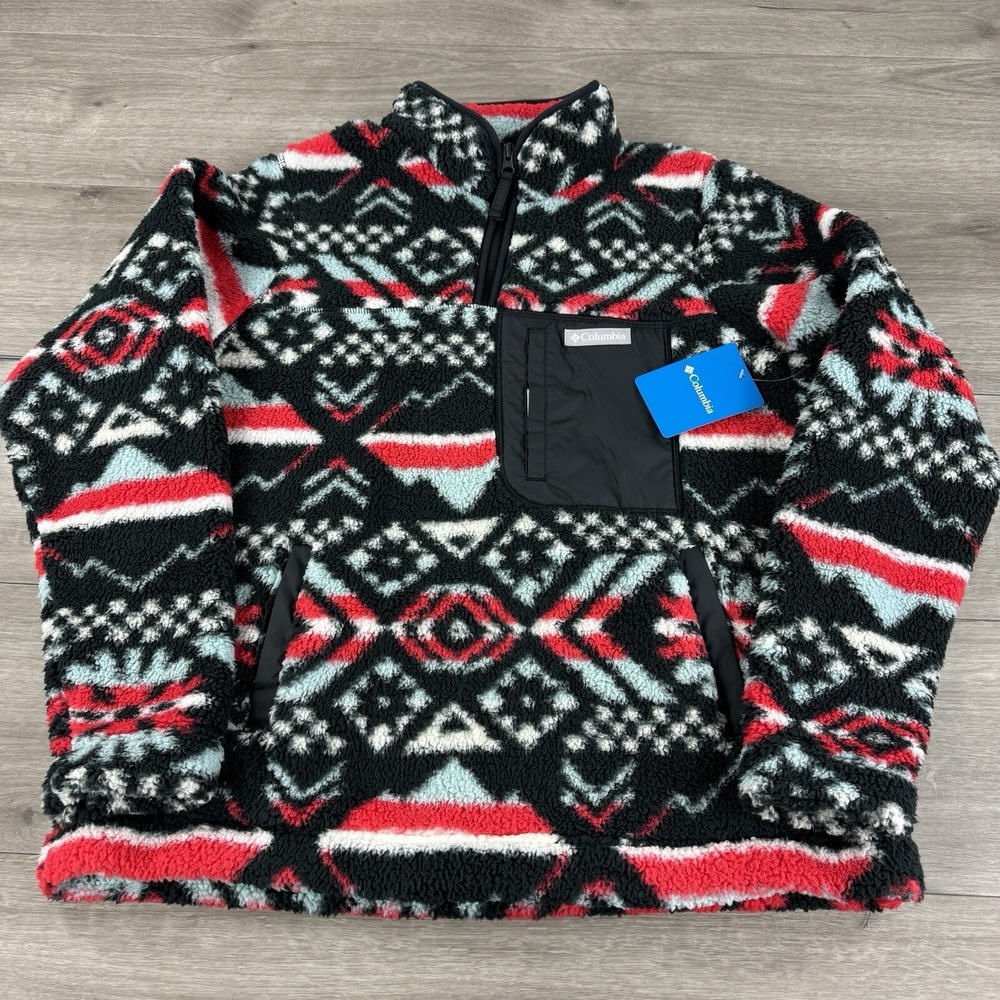 Womens Columbia Aztec 1/4 Zip Sherpa Fleece Sweater Western Size Large $100